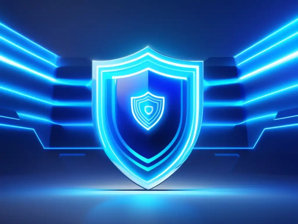 Protección cibernética de criptomonedas Protección cripto contra hackeos: imagen futurista de seguridad y defensa digital, con billetera cripto y escudo de código encriptado