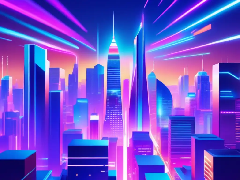 Futuro ciudad tecnológica neón Criptoanálisis: Patrones y señales técnicas en análisis de criptomonedas