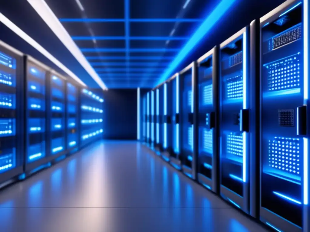 Sala de servidores futurista con experto en seguridad Protección contra cryptojacking en avanzada sala de servidores de alta tecnología-
