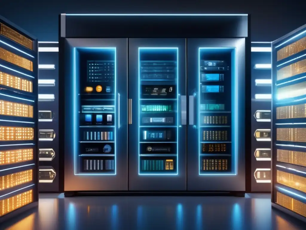 Almacenamiento seguro para criptomonedas Cuentas de trading seguras en moderno y futurista vault de criptomonedas