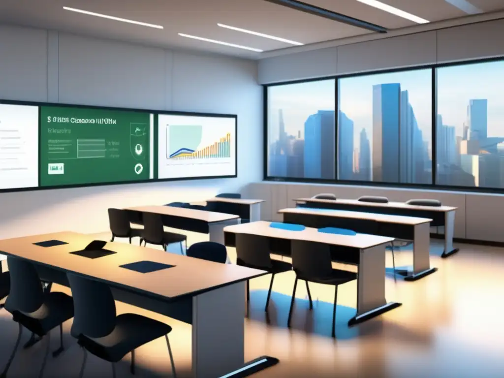 Aula moderna de análisis de riesgo financiero Cursos de análisis de riesgos financieros en aula profesional