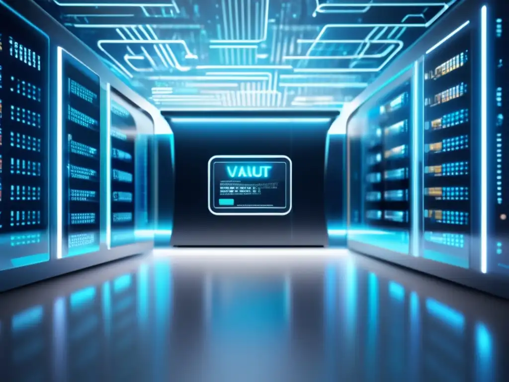 Futuro digital seguro Protección de datos con diseño futurista - Guía ciberseguridad para inversores novatos