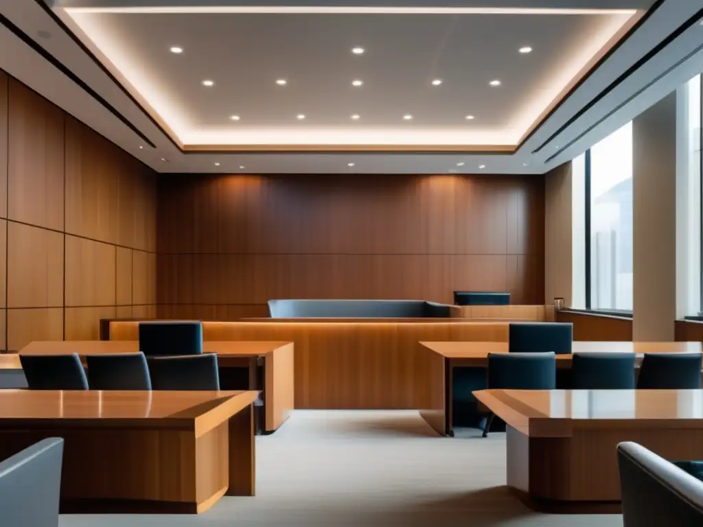 Escena de tribunal moderno con diseño elegante Desafíos legales inversiones Ripple XRP SEC