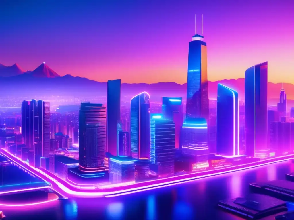 Vibrante comunidad altcoin en ciudad futurista Desarrollo de comunidades altcoins en una ciudad virtual vibrante y activa