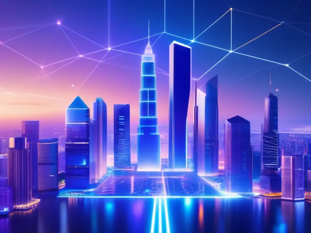 Finanzas descentralizadas revolucionarias Descentralización Finanzas Personales DeFi: Imagen futurista que representa los beneficios de DeFi en finanzas personales