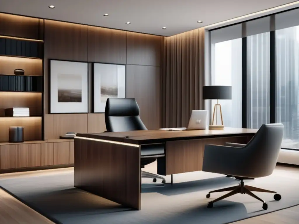 Despacho de abogados moderno y elegante Despacho de abogados moderno con decoración minimalista y elegante, mostrando profesionalismo y conocimientos legales