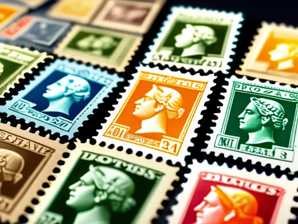 Colección de sellos valiosos y coloridos Detalles y colores vibrantes de valiosos sellos postales, resaltando beneficios de invertir en ellos