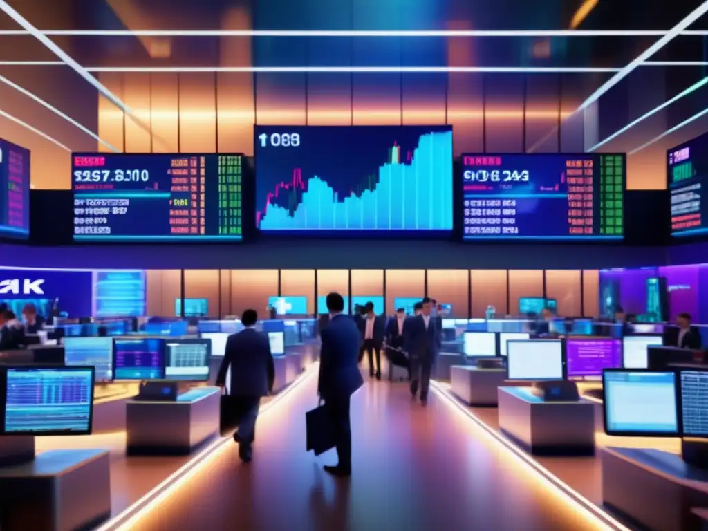 Traders en piso bursátil con pantallas y gráficos Diferencias análisis fundamental y técnico bolsas internacionales