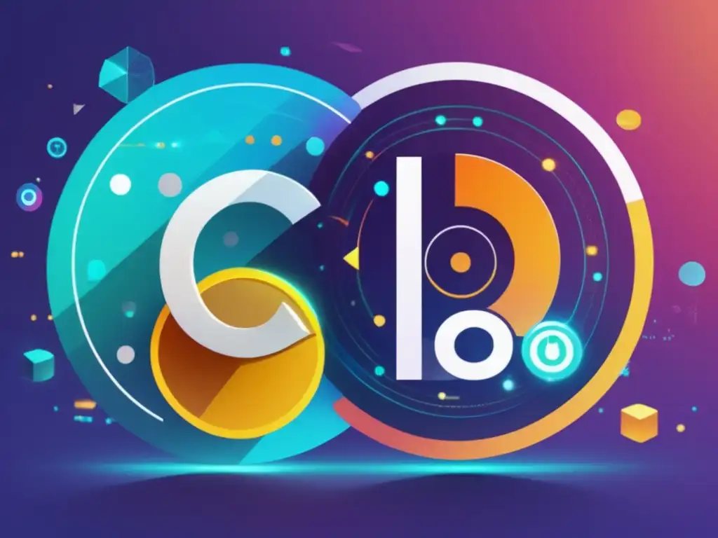 Contraste entre ICO y IPO Diferencias ICO IPO: imagen moderna y vibrante que muestra contrastes entre financiamiento criptográfico y tradicional
