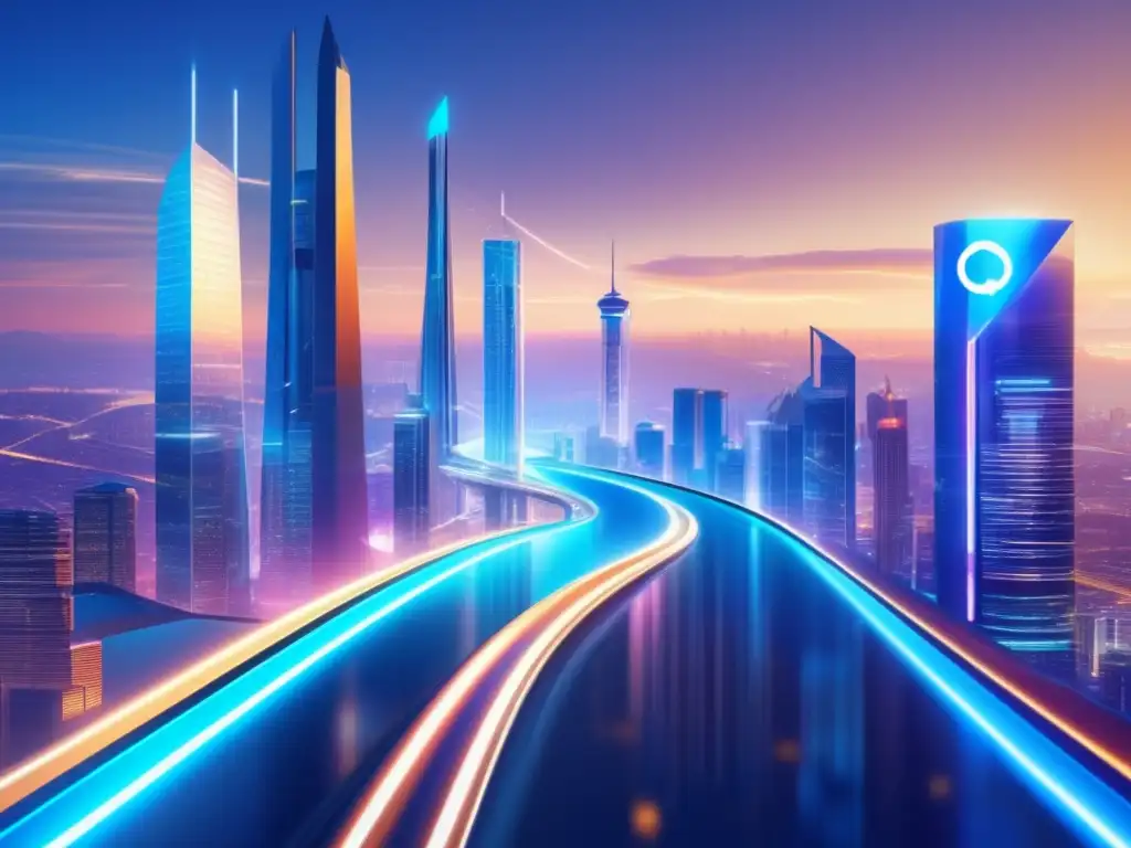 Diferencias entre ICO y IPO Diferencias ICO IPO en ciudad futurista: Financiamiento tradicional vs innovador, modernidad y sofisticación