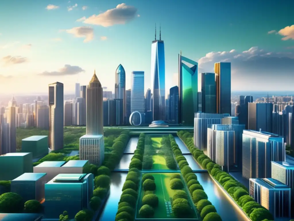 Ciudad moderna con rascacielos, parques verdes y calles arboladas Diferencias REITs vs