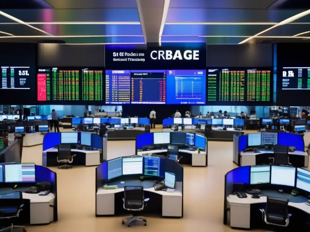 Trading floor de la Bolsa de São Paulo (B3) Dinámica Bolsa São Paulo Latinoamérica: Trading floor de la B3 en Brasil con traders, pantallas y diseño moderno