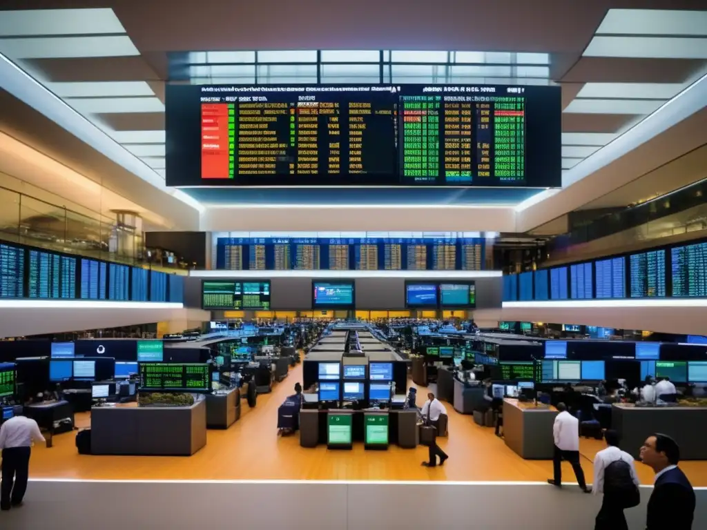 Intenso comercio en la Bolsa de São Paulo Dinámica Bolsa São Paulo Latinoamérica, trading moderno y vibrante en la B3 con traders analizando datos y precios de acciones