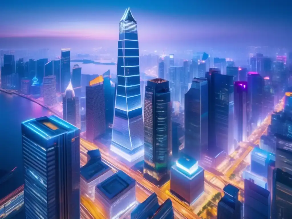 Distrito financiero asiático al atardecer Diversificación de inversiones en Asia