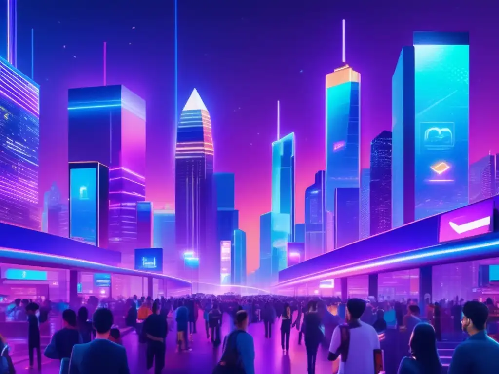 Ciudad futurista con criptomonedas Economía digital y criptomonedas en una ciudad futurista, guía completa para principiantes