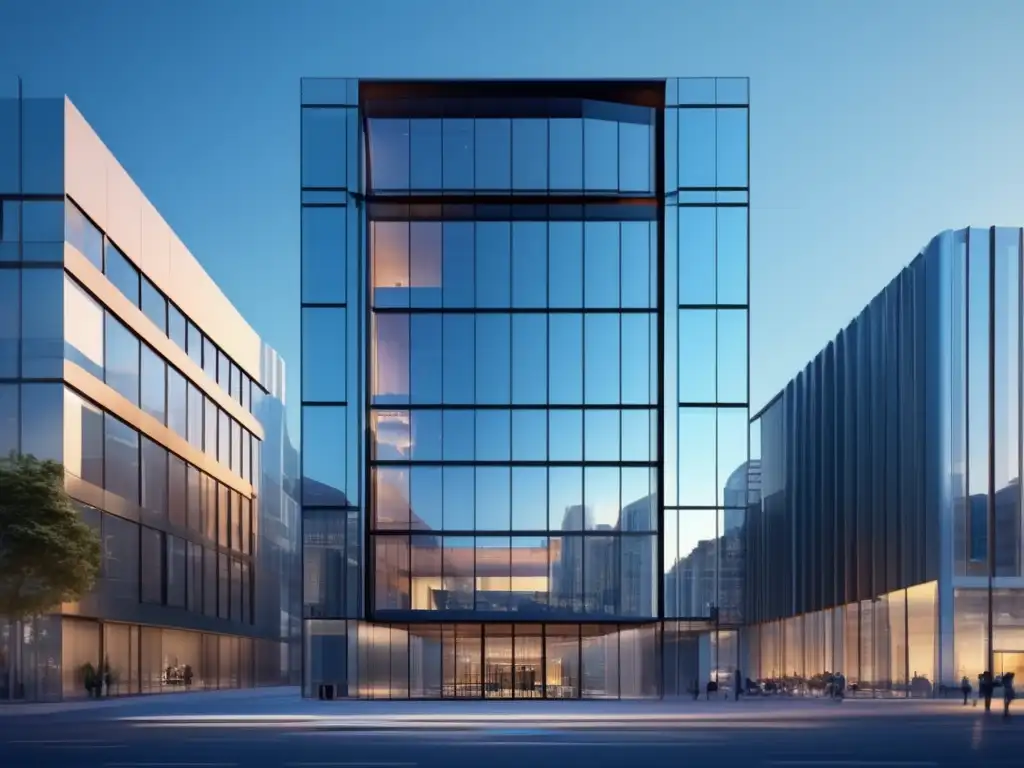 Edificio comercial moderno con fachada de vidrio en una ciudad vibrante Edificio comercial moderno con fachada de vidrio y gran rentabilidad en inversiones comerciales