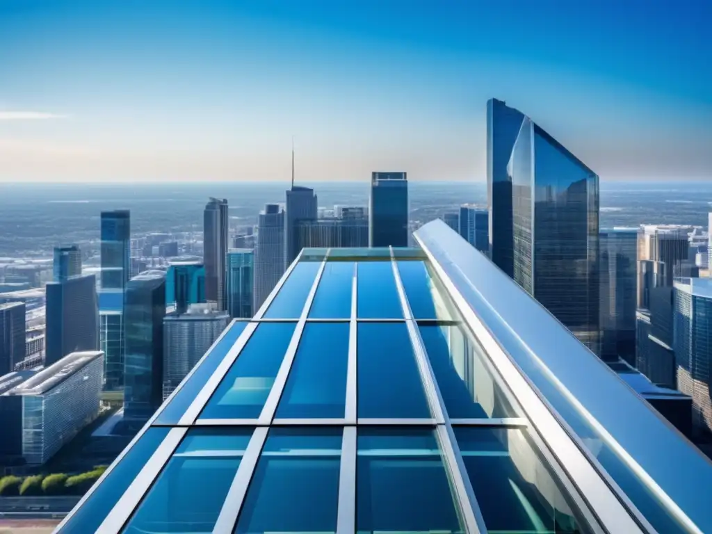 Impresionante vista aérea de propiedad comercial Edificio comercial moderno que refleja la vibrante ciudad - Consejos inversión propiedades comerciales