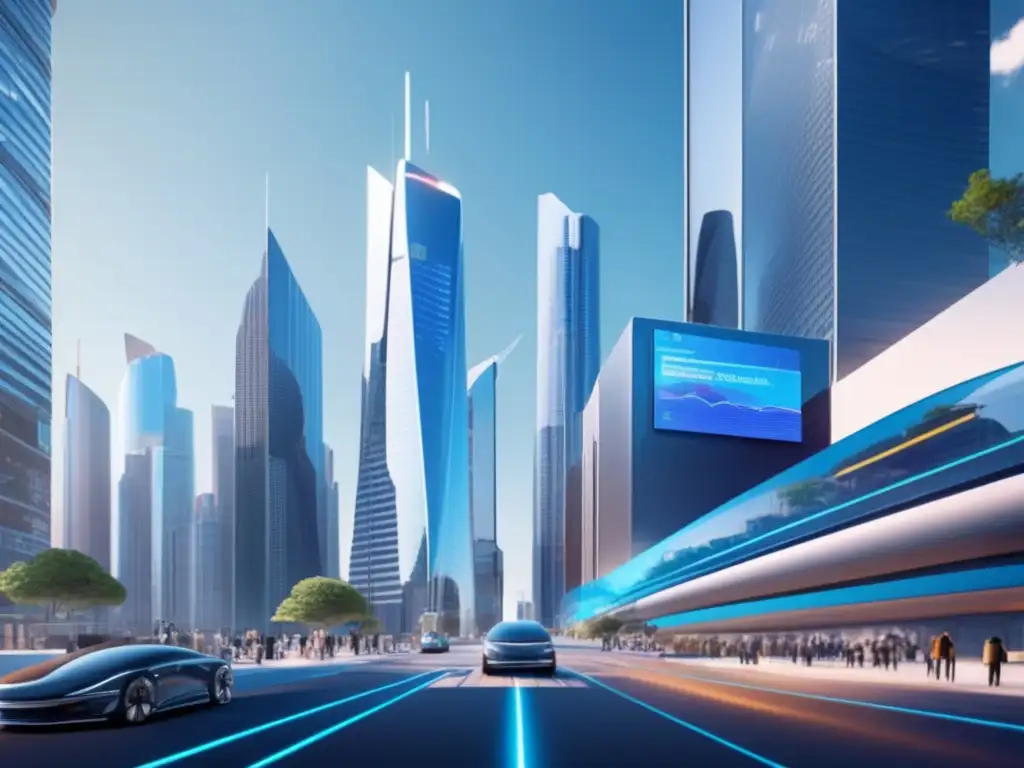 Futuro distrito financiero 8k Edificio futurista en distrito financiero: Aplicaciones de Blockchain y Big Data en Finanzas