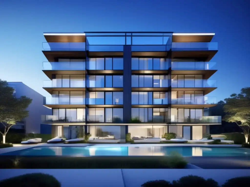 Edificio moderno con diseño elegante y vistas impresionantes Un edificio moderno y elegante que muestra el potencial de ingresos pasivos con bienes raíces