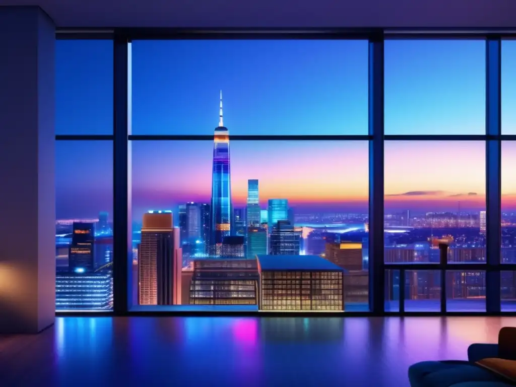 Edificio moderno con vibrante ciudad de fondo Edificio moderno con vibrante ciudad de fondo - Optimización fiscal inversiones alquiler