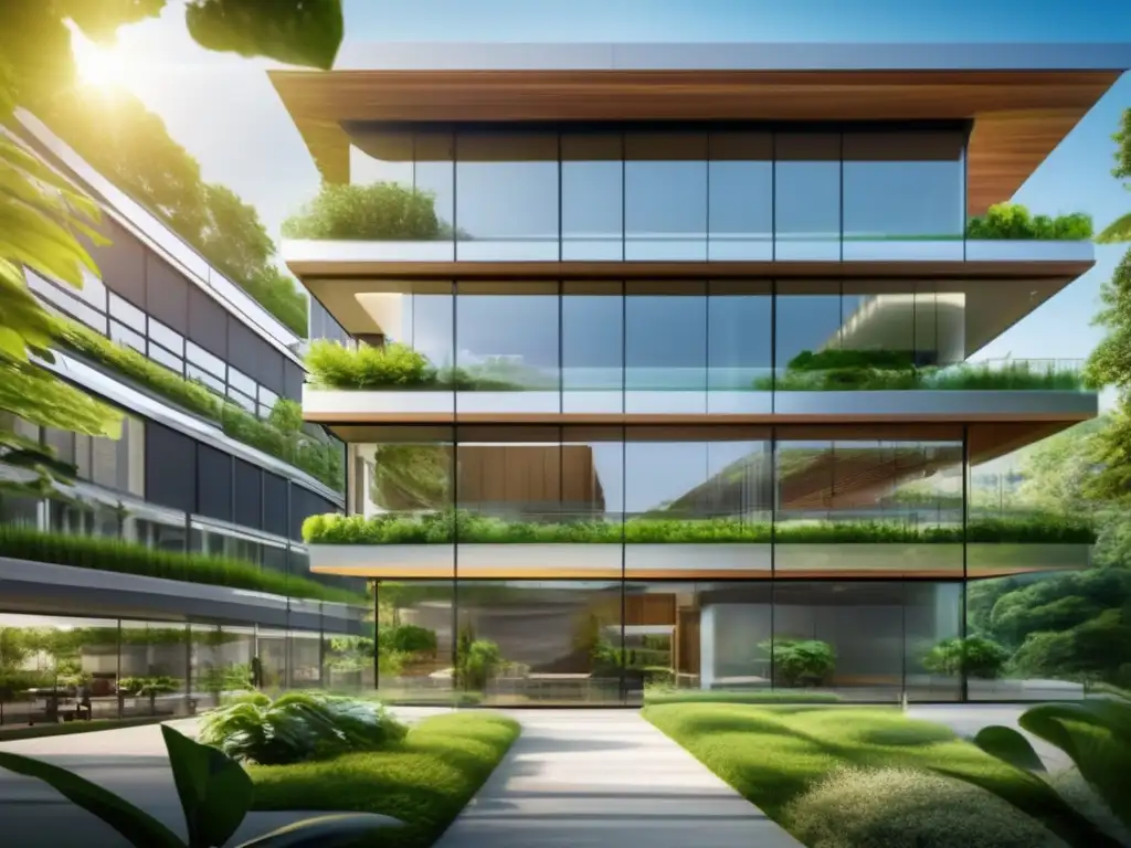 Edificio de oficinas sostenible Edificio de oficinas moderno con certificaciones de sostenibilidad para inversores