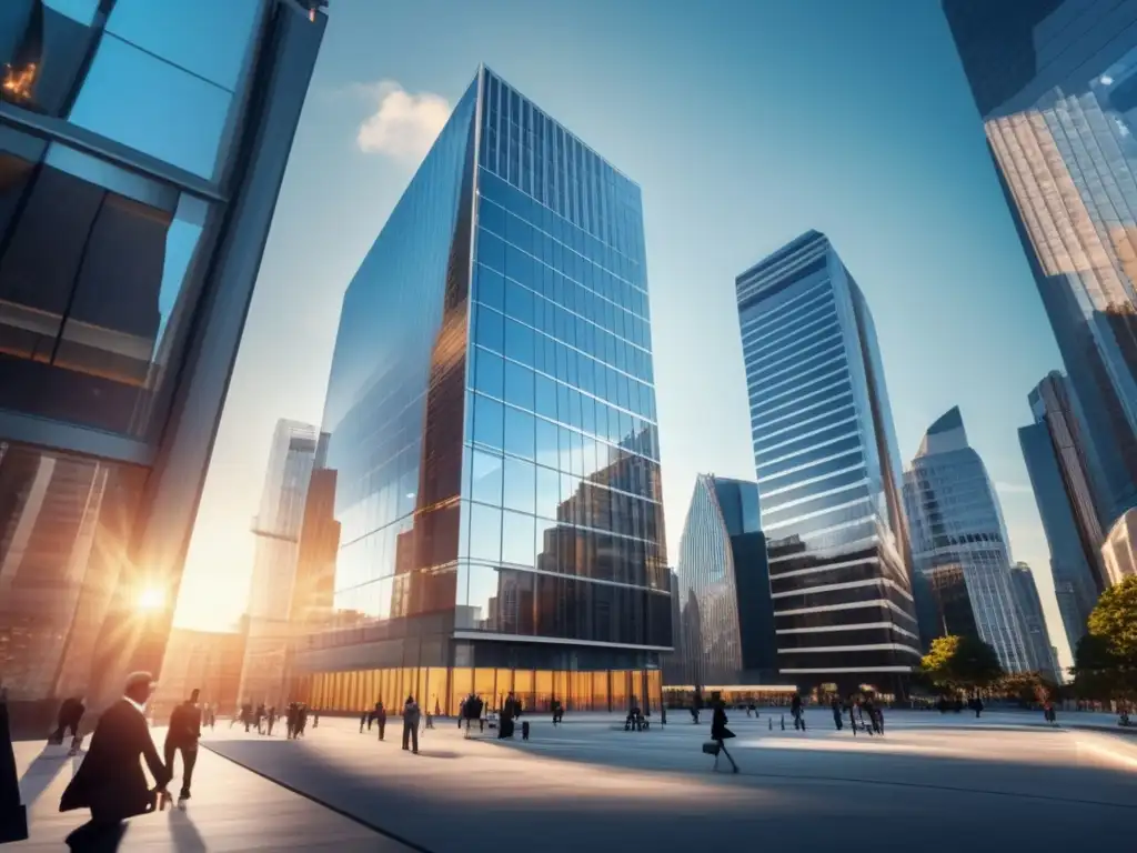 Rascacielos moderno en vibrante distrito comercial Edificio de oficinas moderno en una ciudad vibrante - Inversión propiedades comerciales principiantes