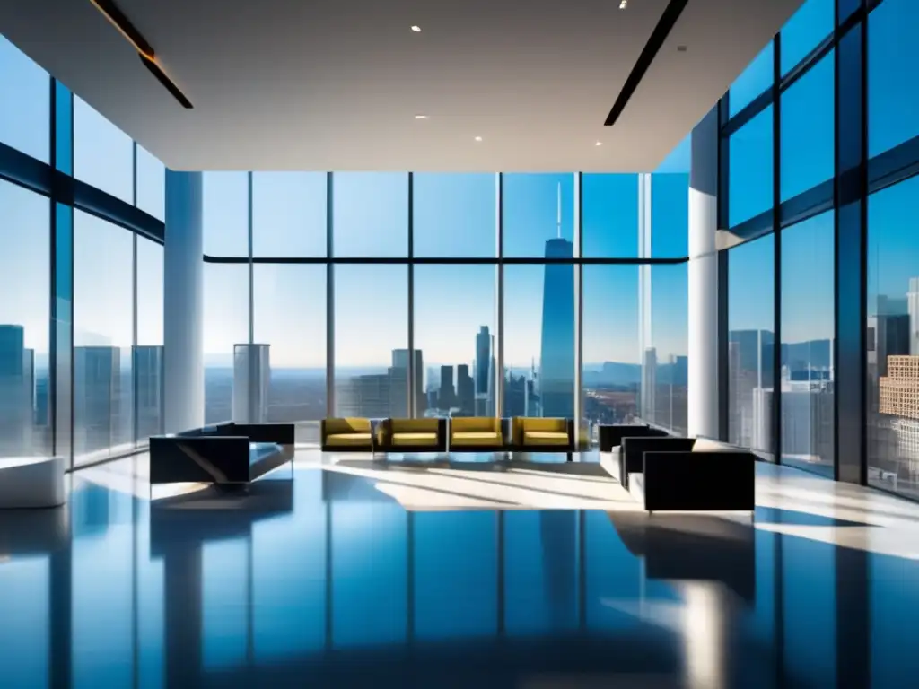 Edificio de oficinas moderno con diseño elegante Edificio de oficinas moderno con diseño elegante y ventanas de piso a techo