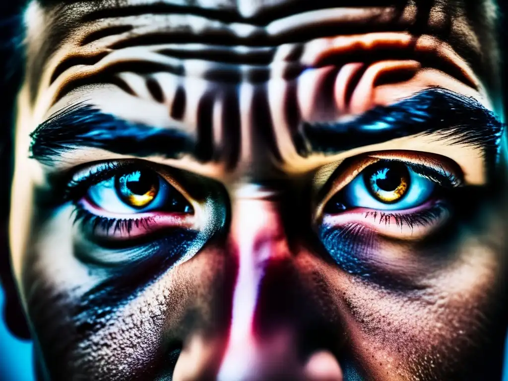 Intensa expresión de preocupación y sorpresa Reacción emocional intensa en rostro: ansiedad, curiosidad y concentración (Anuncios económicos y psicología inversor individual)