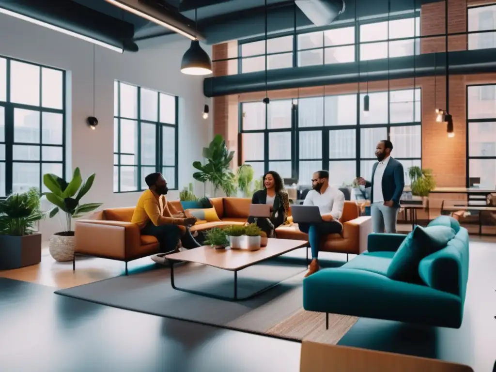 Emprendedores colaborando en coworking Emprendedores colaborando en un espacio de coworking: Beneficios de diversificar inversiones en startups