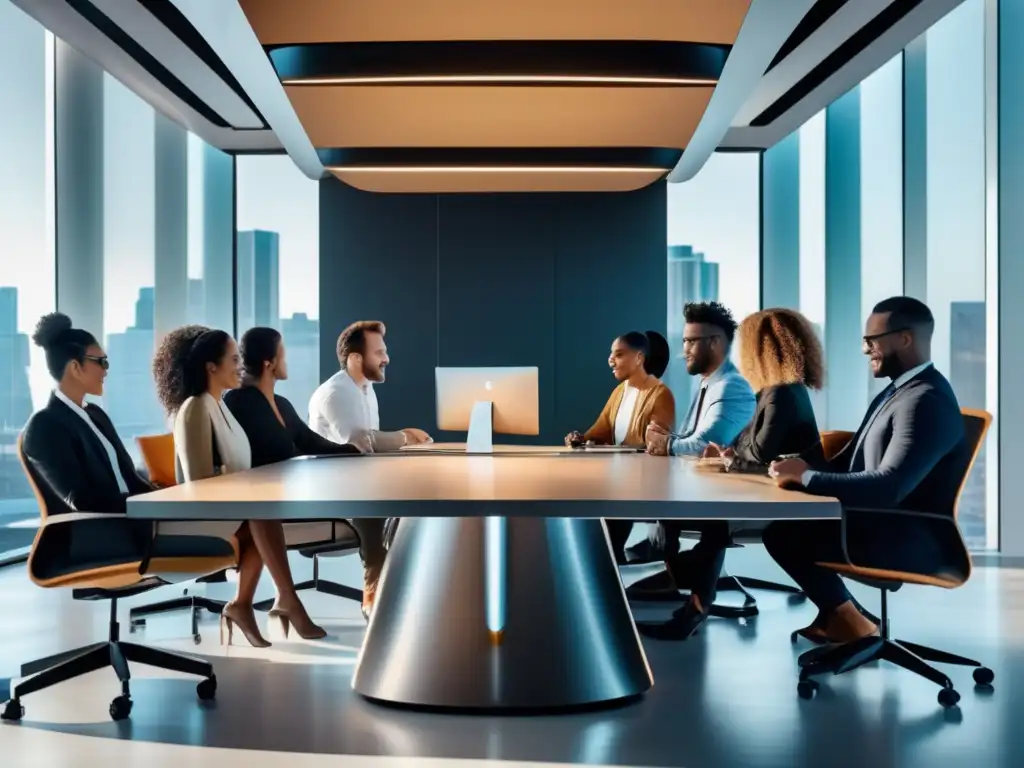 Emprendedores innovadores en una reunión Emprendedores en mesa de conferencias: Financiamiento inteligente para startups