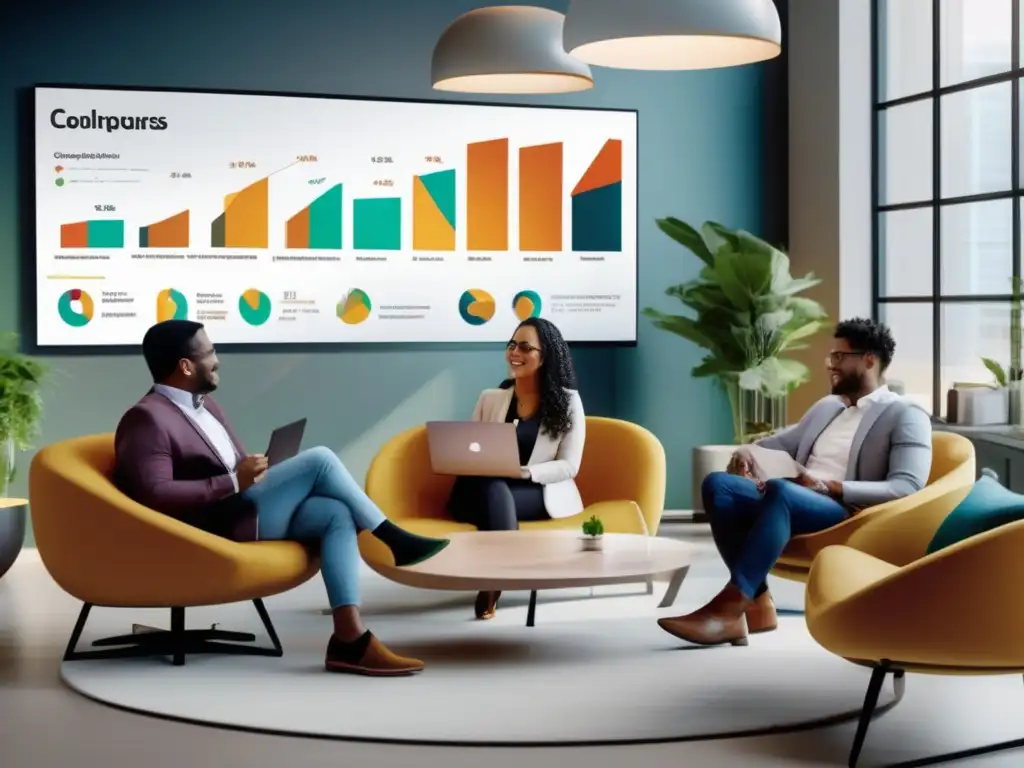 Emprendedores diverso discuten inversiones Emprendedores discuten oportunidades de inversión en una oficina moderna - Rentabilidad social en inversiones startups