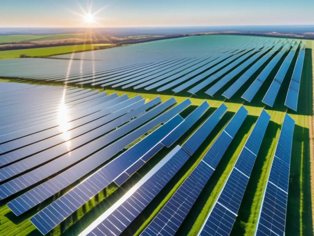 Granja solar futurista y eficiente Energía renovable: Importancia en transición global