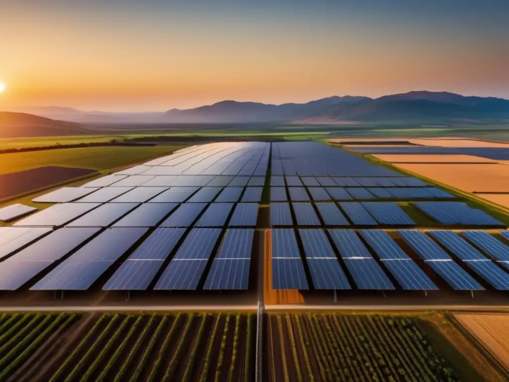 Energía solar: futuro brillante Energía solar: panorama de granja solar 8k con inversión en acciones de energía renovable