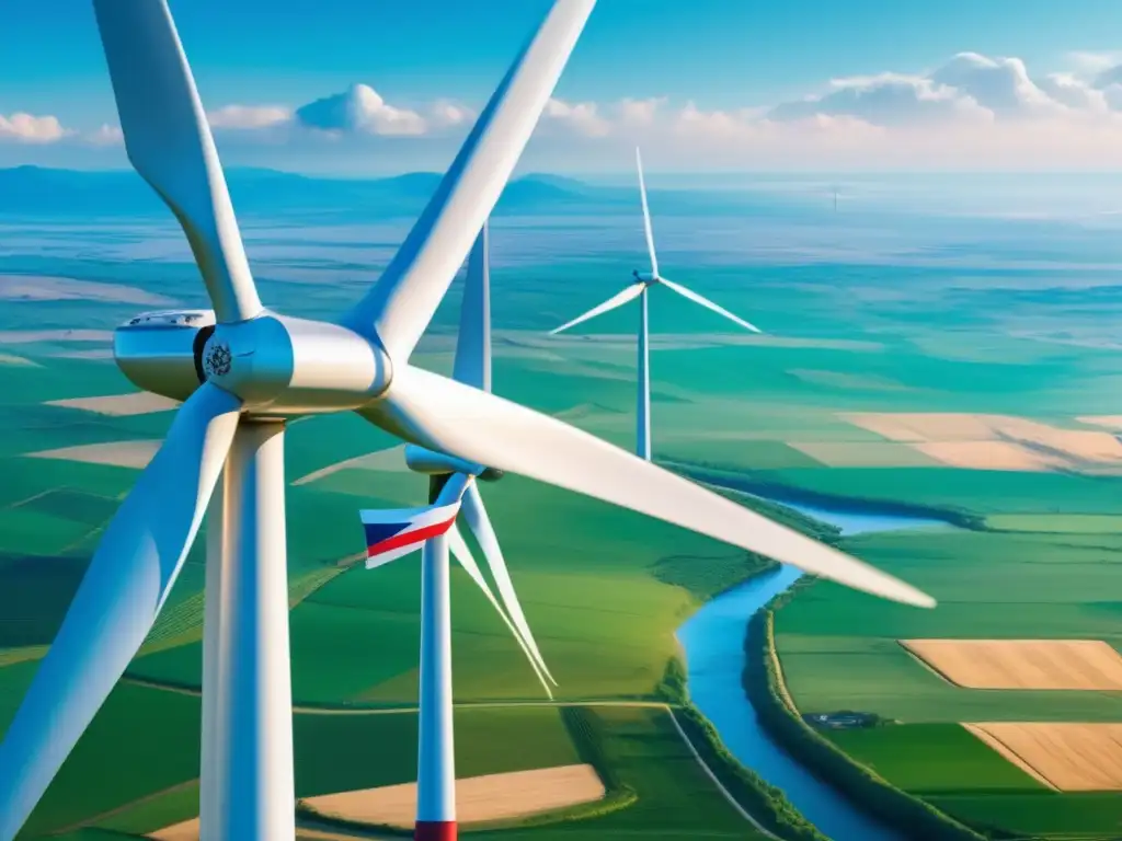 Oportunidades de inversión en energía renovable en Asia Inversión en energías renovables continentales: paisaje impresionante de molinos de viento en Asia, símbolo de desarrollo sostenible y energía limpia