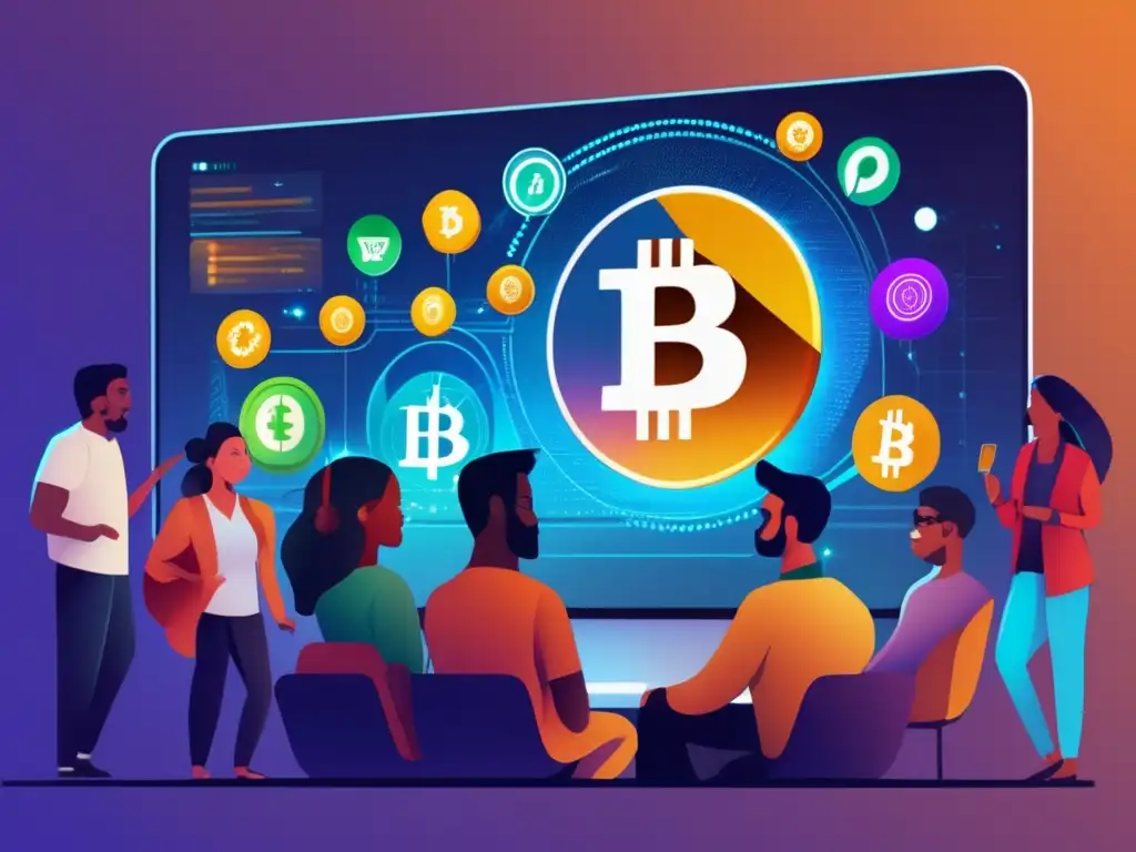 Culturas diversas en torno a criptomonedas Equilibrio cultural criptomonedas: personas diversas intercambiando ideas sobre adaptación cultural en el mundo de las criptomonedas