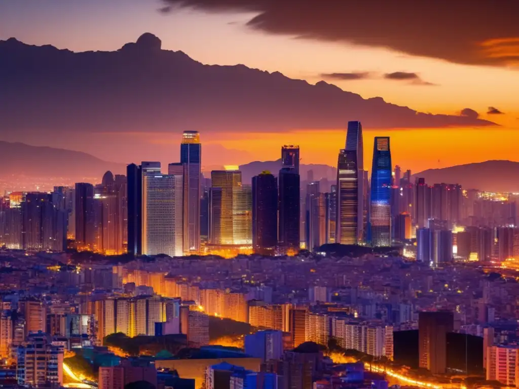 Oportunidades inmobiliarias en ciudad moderna Errores fatales inversión inmobiliaria: Oportunidad de crecimiento en una vibrante metrópolis al atardecer