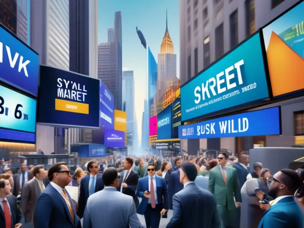 Escena de Wall Street con efecto Manada Escena Wall Street con detalles ultradetallados y toque moderno