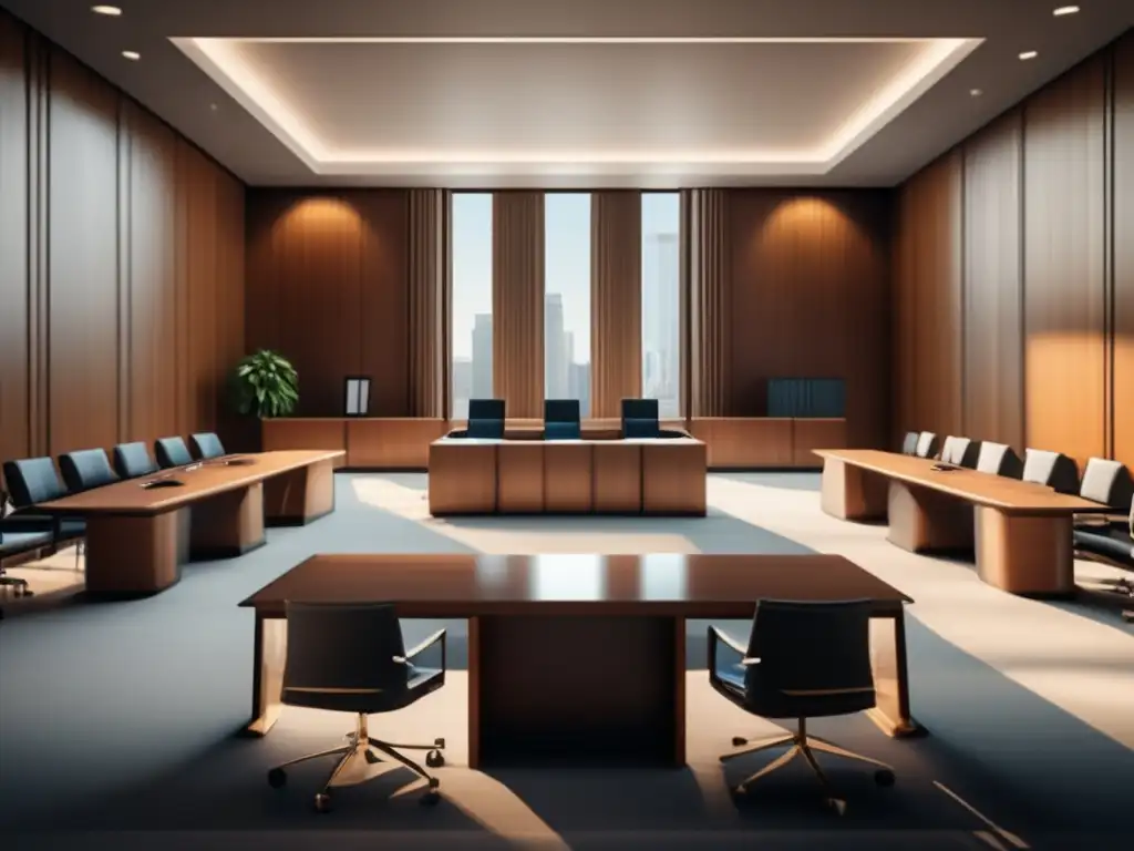 Escena de tribunal moderno con detalles en 8k Escena moderna de un tribunal: abogados, jueces y el factor legal en el Flipping