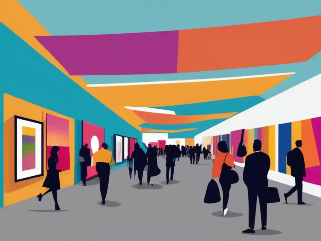Mercado de arte vibrante y sofisticado Escena vibrante de mercado de arte con inversores en arte 2023