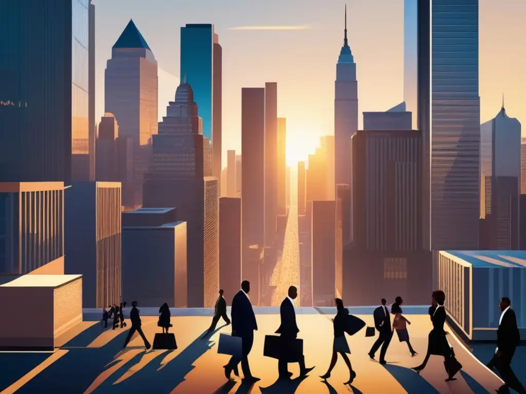 Distrito financiero vibrante al atardecer Un escenario financiero dinámico y seguro: las mejores bolsas refugio en tiempos de incertidumbre