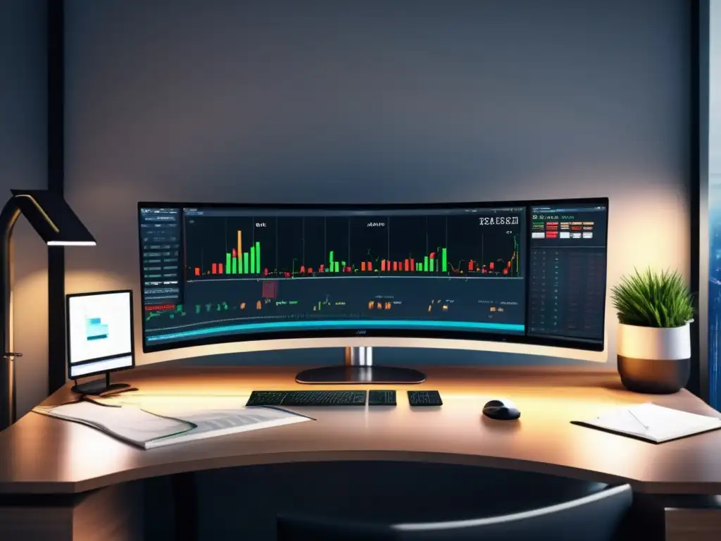Escritorio de trading moderno Escritorio moderno de análisis técnico para inversiones