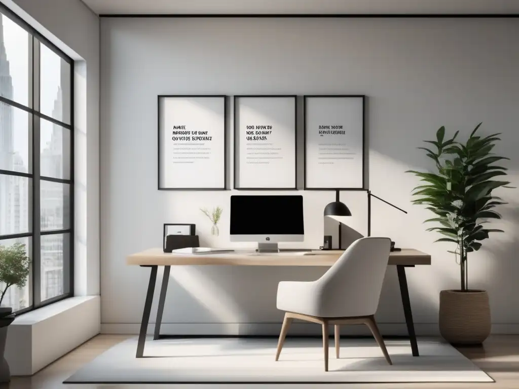 Oficina minimalista y tranquila Espacio de oficina minimalista con abundante luz natural y ambiente tranquilo para meditación e inversiones