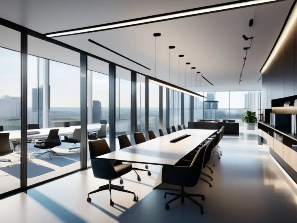 Espacio de oficina moderno con diseño minimalista y tecnología vanguardista Espacio de oficina moderno con diseño minimalista y luz natural