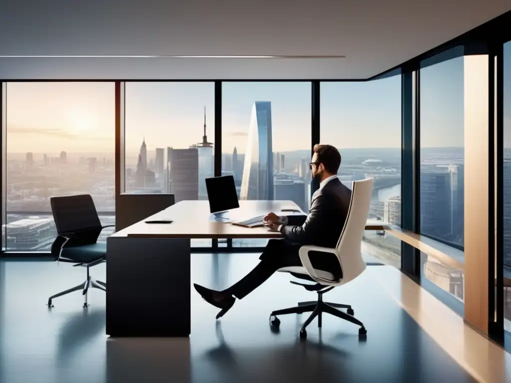 Oficina moderna con diseño minimalista Espacio de oficina moderno con diseño minimalista y luz natural