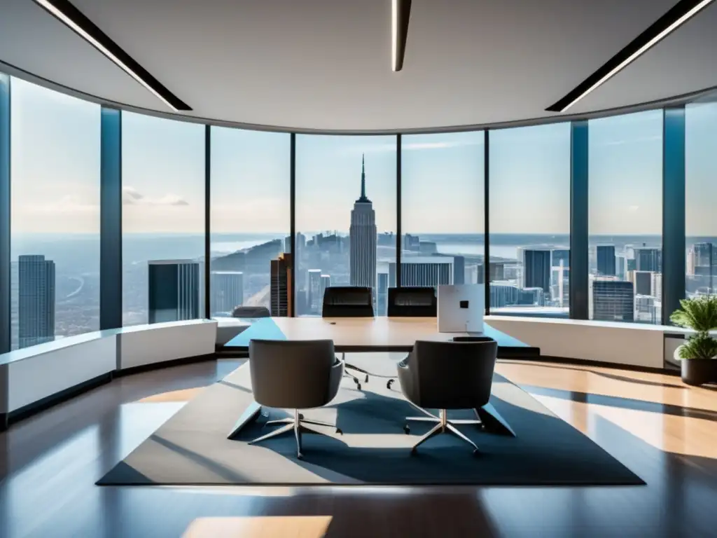 Espacio de oficina moderno y elegante Espacio de oficina moderno y elegante con vista a la ciudad - Certificaciones de Planificación Financiera Avanzada