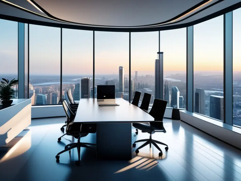 Espacio de oficina moderno y elegante con vista a la ciudad Espacio de oficina moderno y luminoso con vista a la ciudad