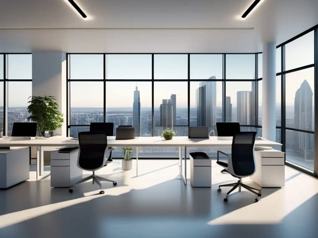 Oficina moderna con tecnología avanzada Espacio de oficina moderno con tecnología para el flipping inmobiliario