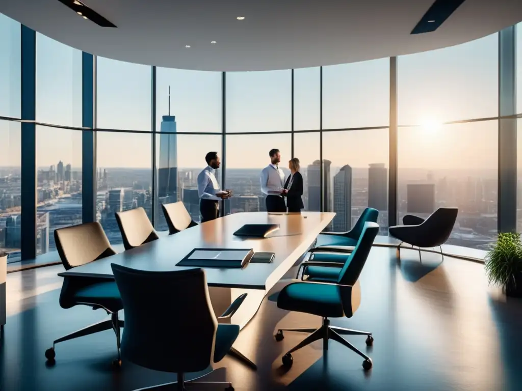 Oficina moderna y profesional Espacio de oficina moderno en 8k con vistas panorámicas de la ciudad