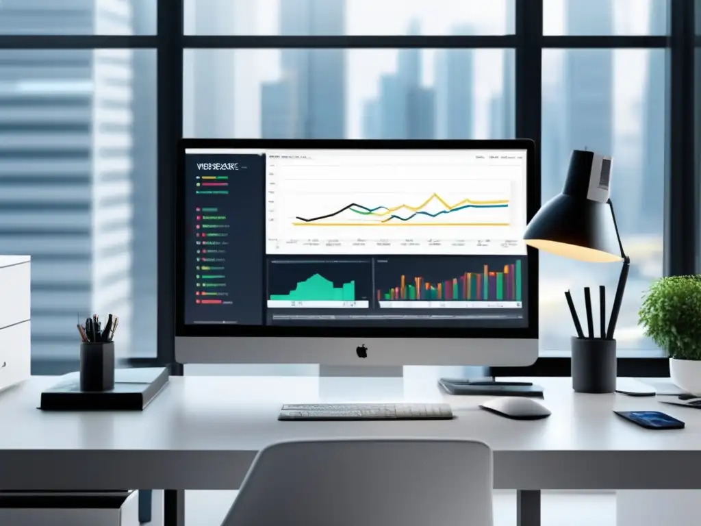 Espacio de trabajo moderno y sofisticado Espacio de trabajo moderno con diseño minimalista, profesionales analizando estrategias de inversión