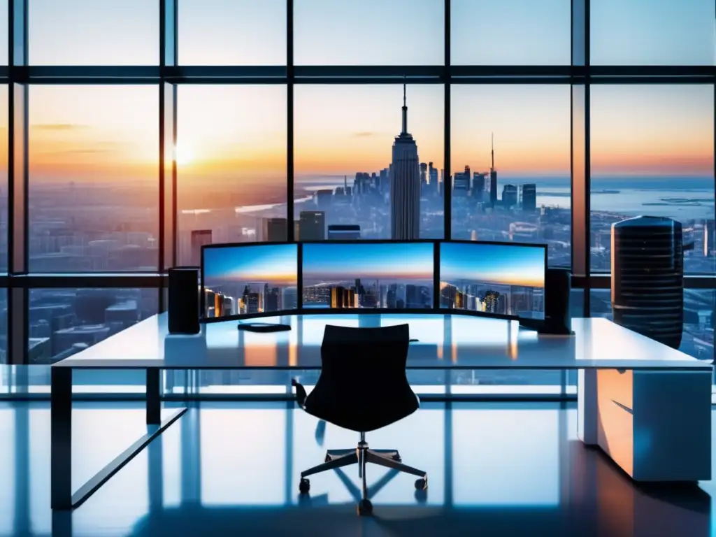 Oficina moderna con vista panorámica Espacio de trabajo moderno con vista panorámica de ciudad - Mejor opción para inversor